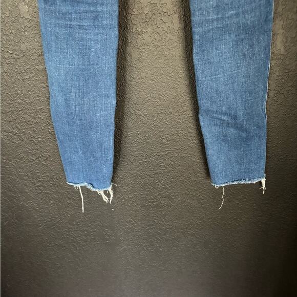 Madewell High Rise Skinny Distressed Deconstructed Hem Button Fly Denim Jeans - Picture 5 of 9
